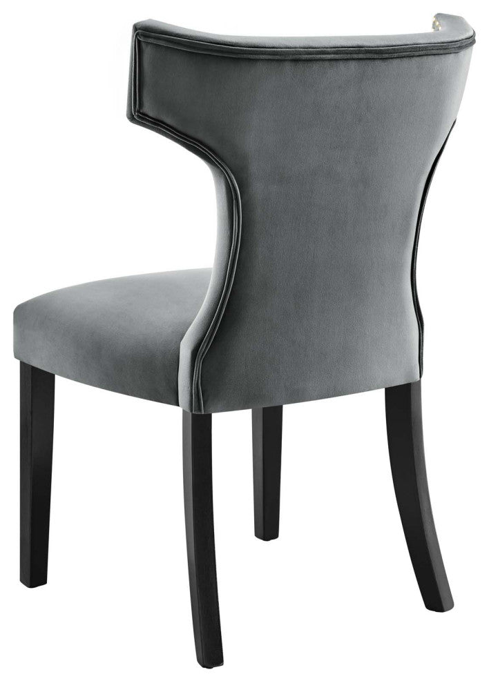 Dining Chair, Nailhead, Set of 2, Gray, Velvet, Modern, Bistro Hospitality