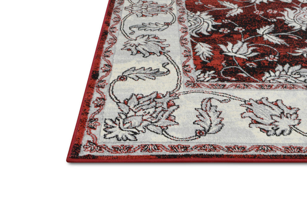 Traditional Accent Rug, Scarlet Red, 9'8"x7'5"
