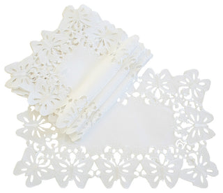 Primavera Embroidered Cutwork Spring Traycloths, 12"x18", Set of 4