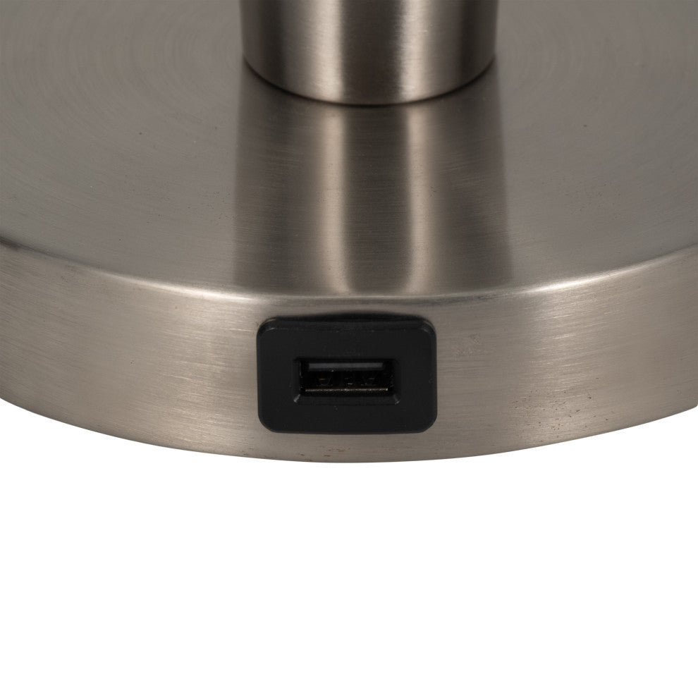 Metal, Set of 2, 25"H, Slim Cone Table Lamps, Nickel