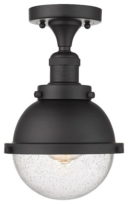 INNOVATIONS LIGHTING 517-1CH-BK-HFS-64-BK Hampden Semi-Flush Mount