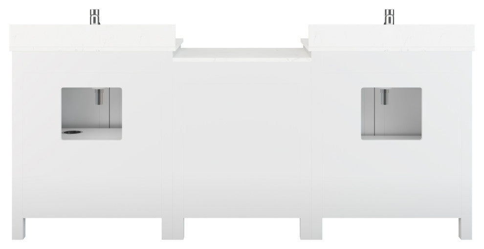 Terrence 84" Vanity with Power Bar and Drawer Organizer, White