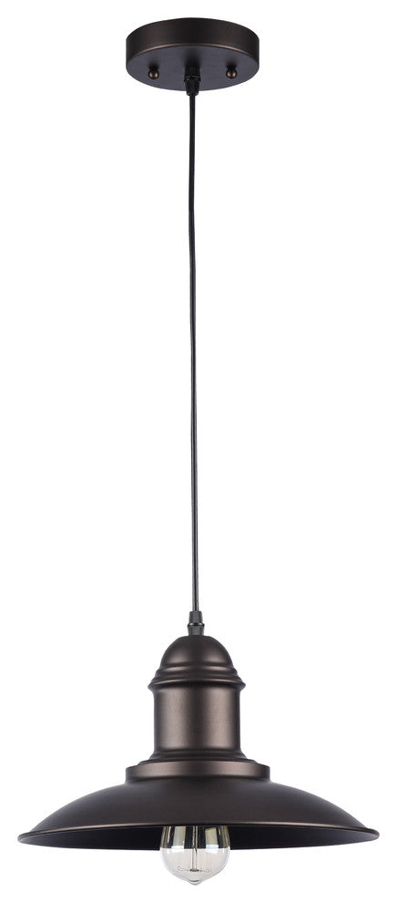 Ironclad Industrial-Style 1-Light Rubbed Bronze Ceiling Mini Pendant, 12" Wide
