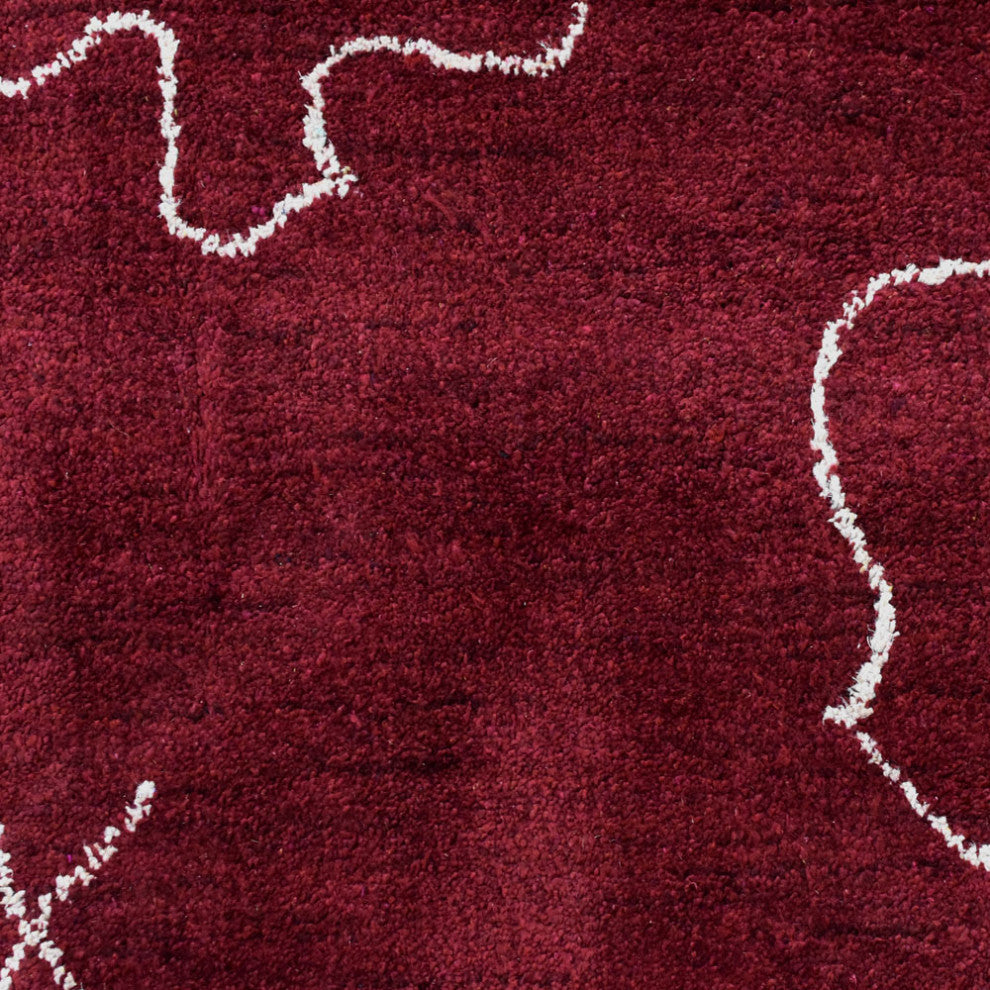 HAND KNOTTED LOOM SILK ECO-FRIENDLY RUGS-9'x12',Rectangle,Red White,Contemporary
