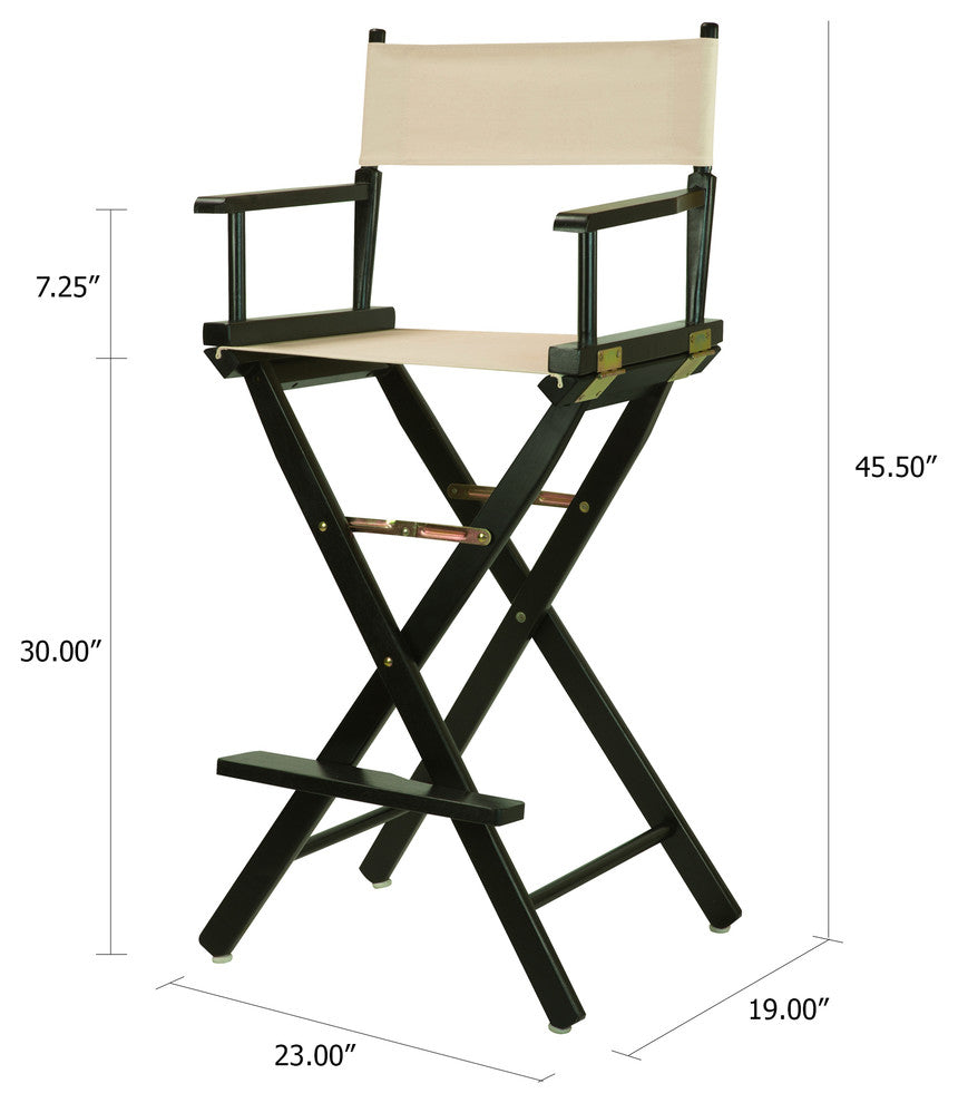 030" Director's Chair Black Frame-Natural/Wheat Canvas