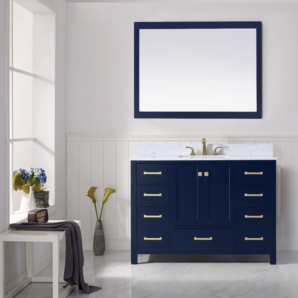 48" Bathroom Cabinet Countertop Set, Blue, Center