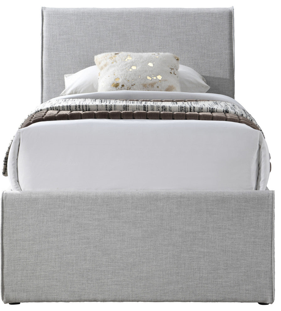 Myles Upholstered Trundle Bed, Gray, Twin, Linen Textured Fabric