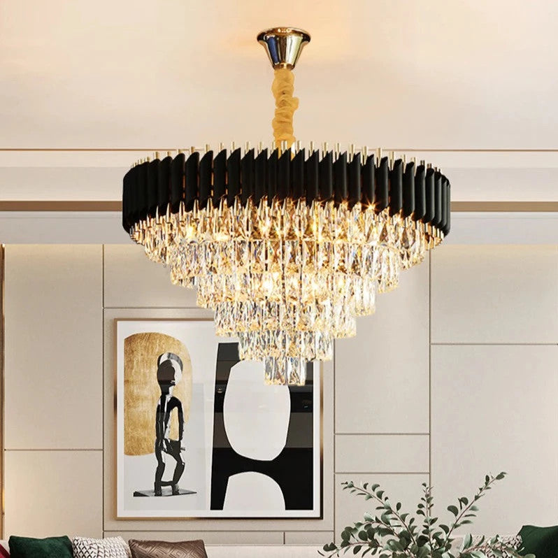 Verano 32" Crystal Chandelier, Black