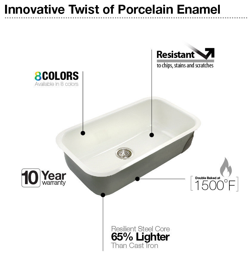 Porcela Steel Kitchen Sink, 31", Mint