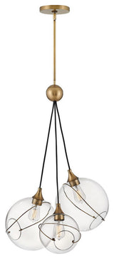 Skye Three Light Pendant in Heritage Brass