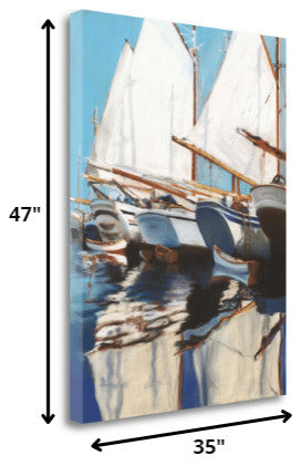 35" Fun and Vibrant Sailboats Giclee Wrap Canvas Wall Art