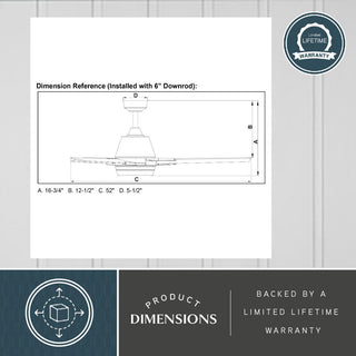 Crescent 52" Ceiling Fan Black