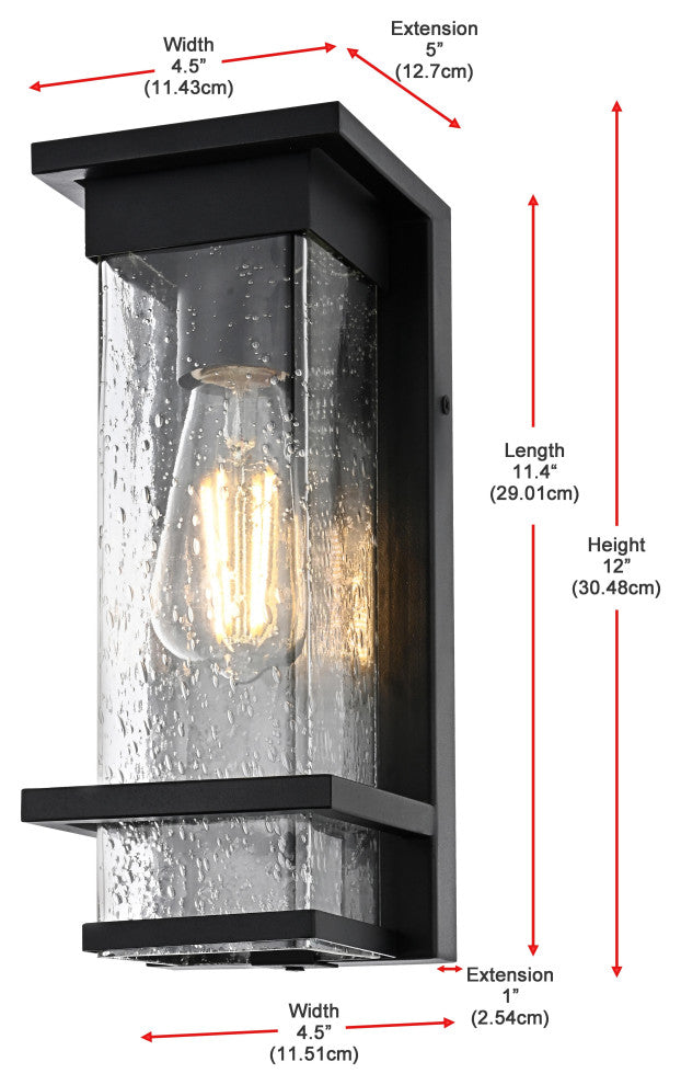 Home Living 4.5" Outdoor Wall Sconce, Black