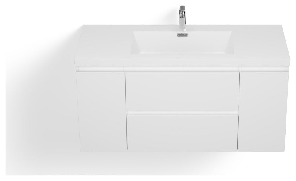 Beacon Bath Vanity, High Gloss White, 48", Single Sink, Wall Mount