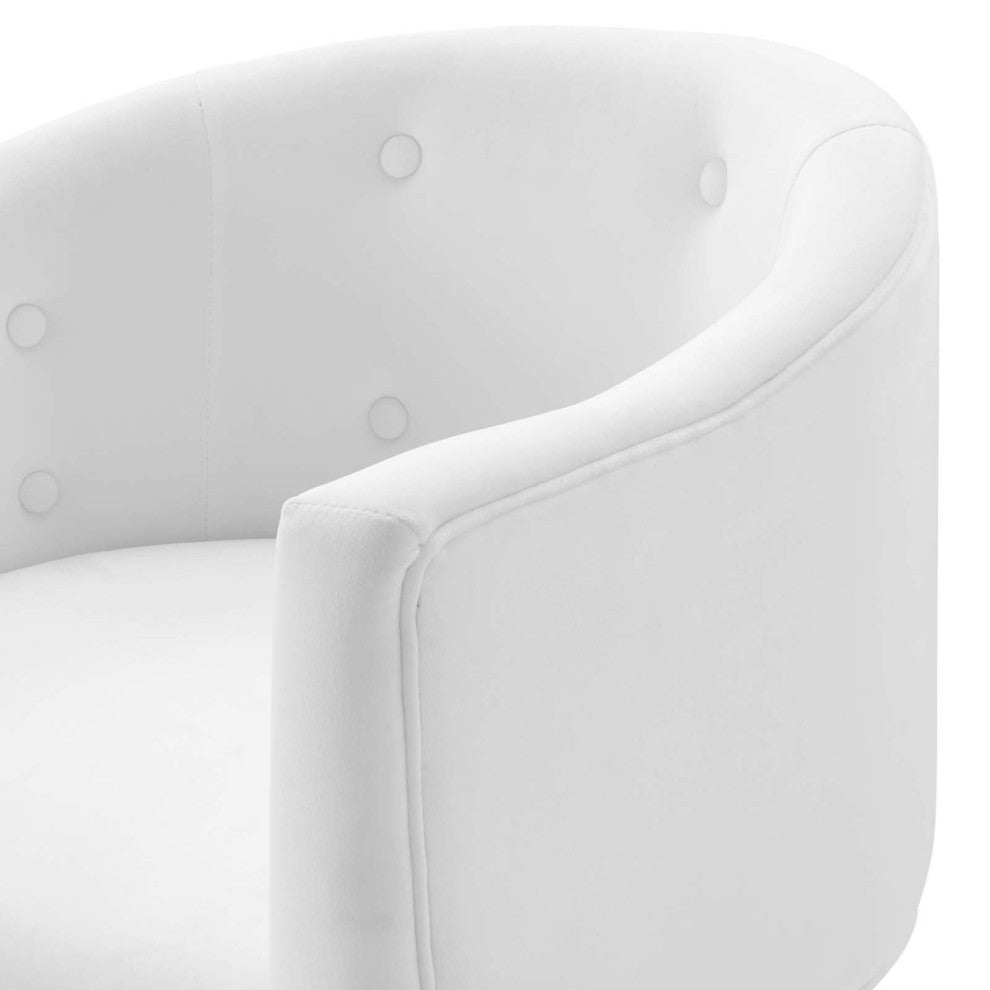 Tufted Accent Chair, Velvet, Metal, White, Modern, Living Lounge Hospitality