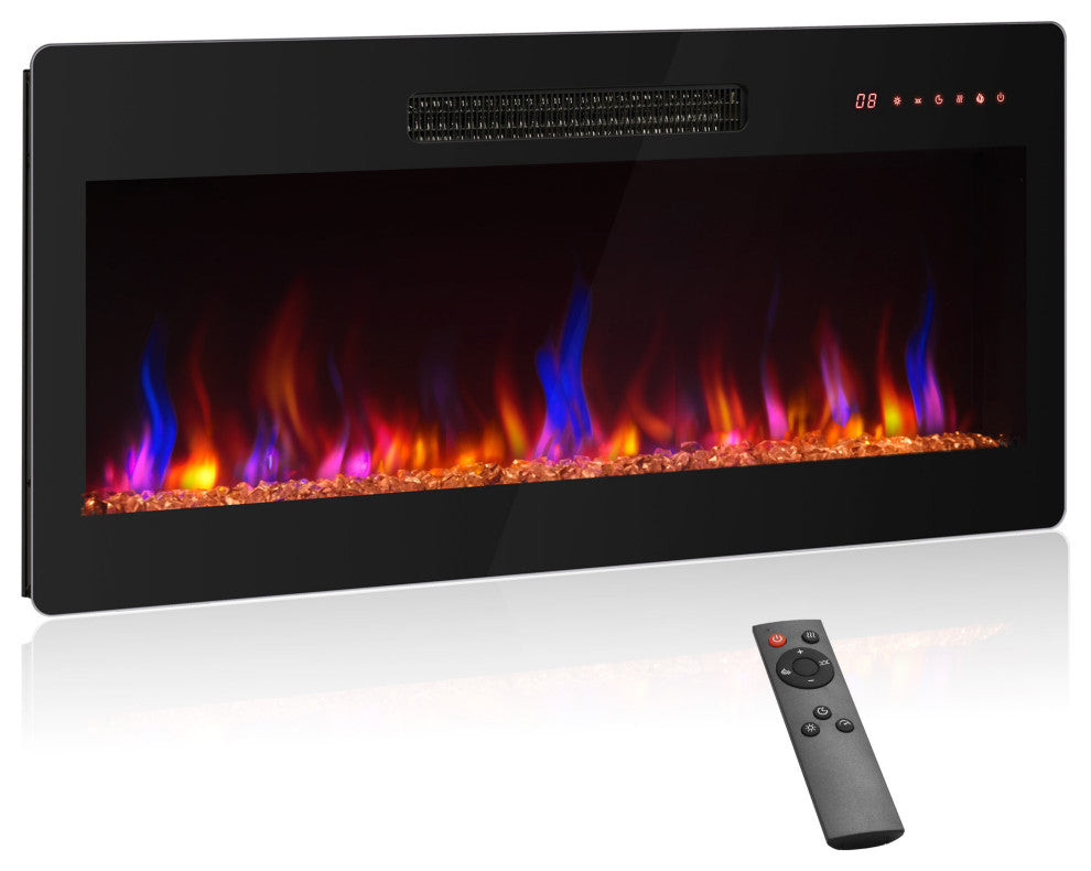 36" Electric Fireplace Heater, 1400 W Recessed & Wall Mounted/ Freestanding