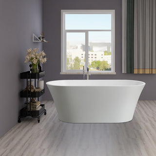 Vanity Art Freestanding Acrylic Bathtub, White, 63"x30"