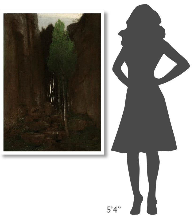 "Quell in einer Felsschlucht (Spring in a Narrow Gorge)" Paper Art, 33"x46"