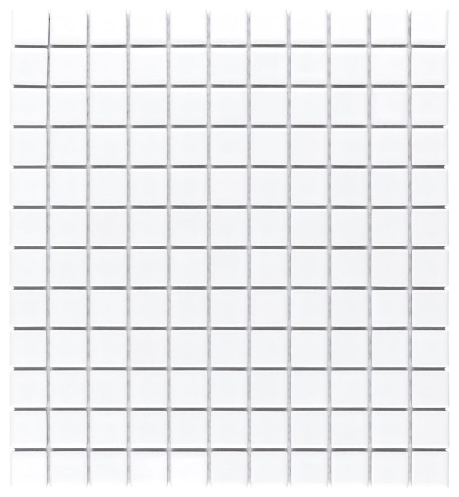 Metro 1" Square Glossy White Porcelain Floor and Wall Tile