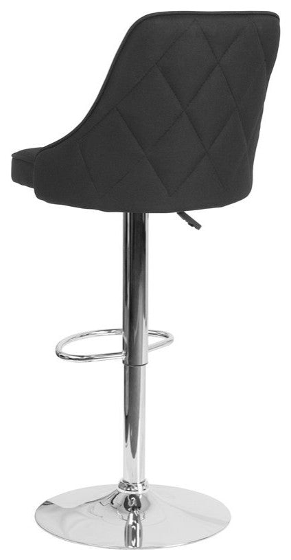 Trieste Contemporary Adjustable Height Barstool, Black Fabric