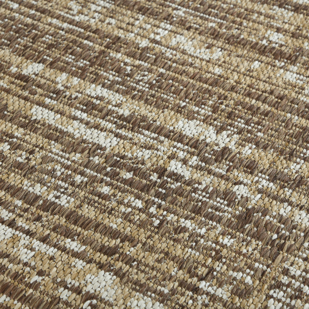 Maryland Cecil Indoor/Outdoor Area Rug, Brown, 4' x 6', Striped