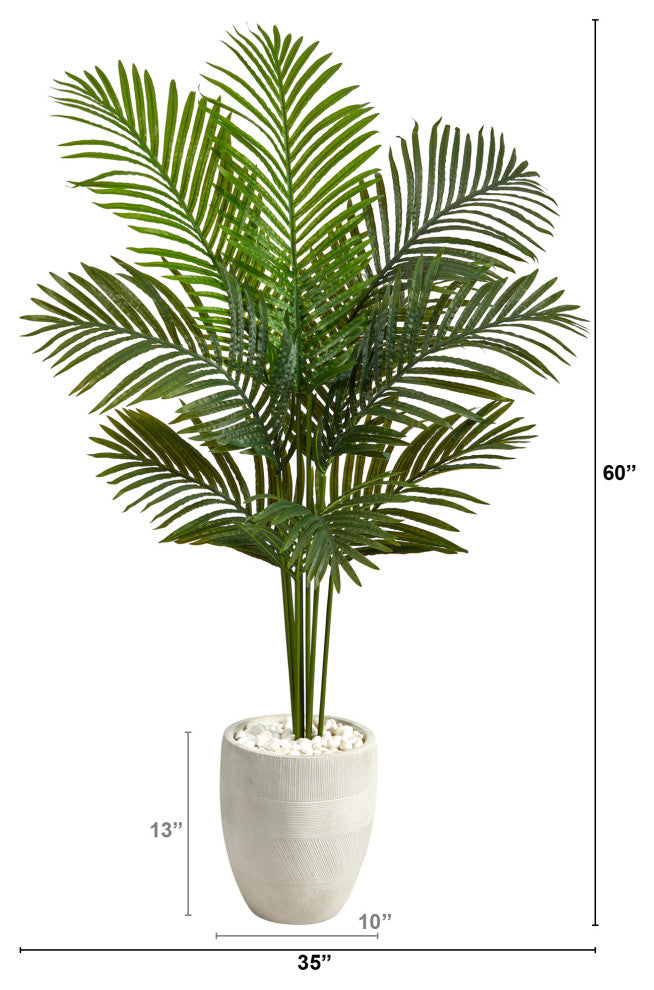 5' Paradise Palm Artificial Tree, White Planter