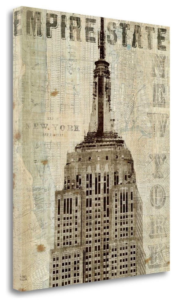 "Vintage Ny Empire State Building" By Michael Mullan, Gallery Wrap Canvas