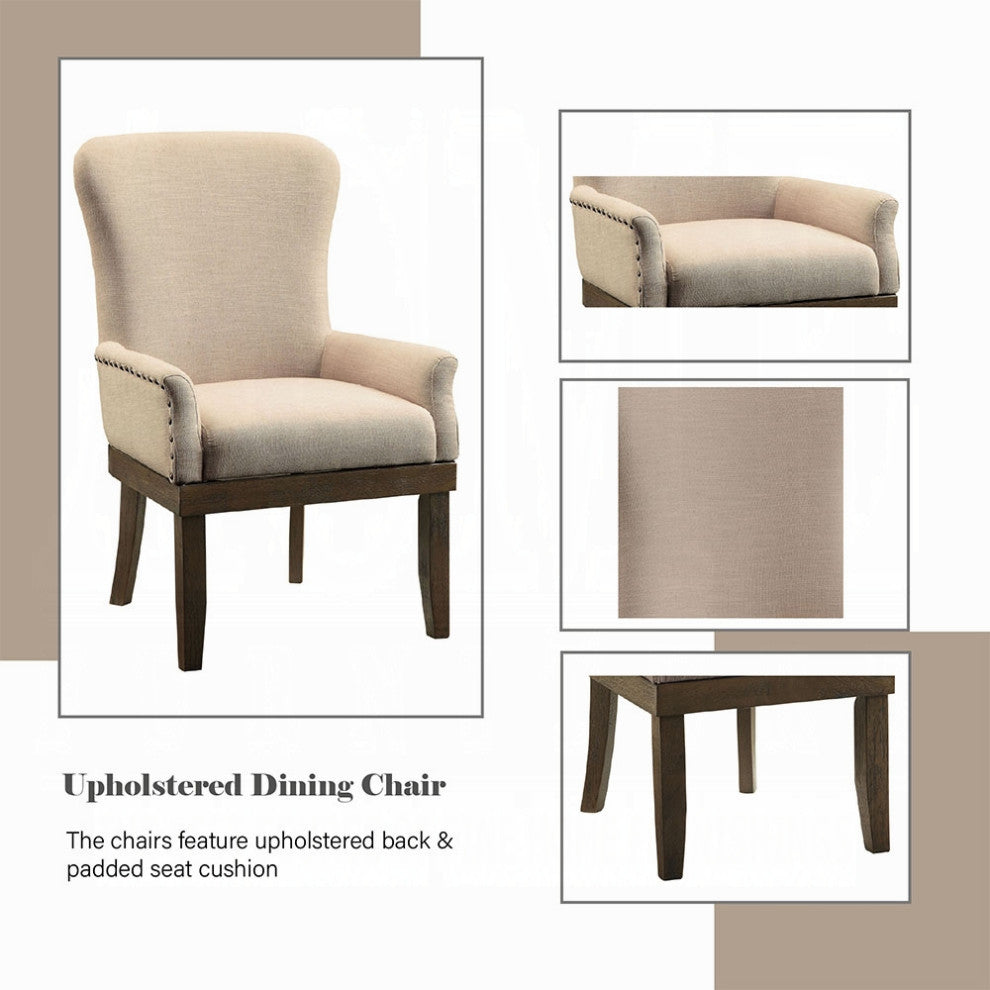 Acme Landon Arm Chair, Beige Linen and Salvage Brown