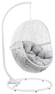 Modway Encase Outdoor Synthetic Rattan Swing Chair in White and Gray