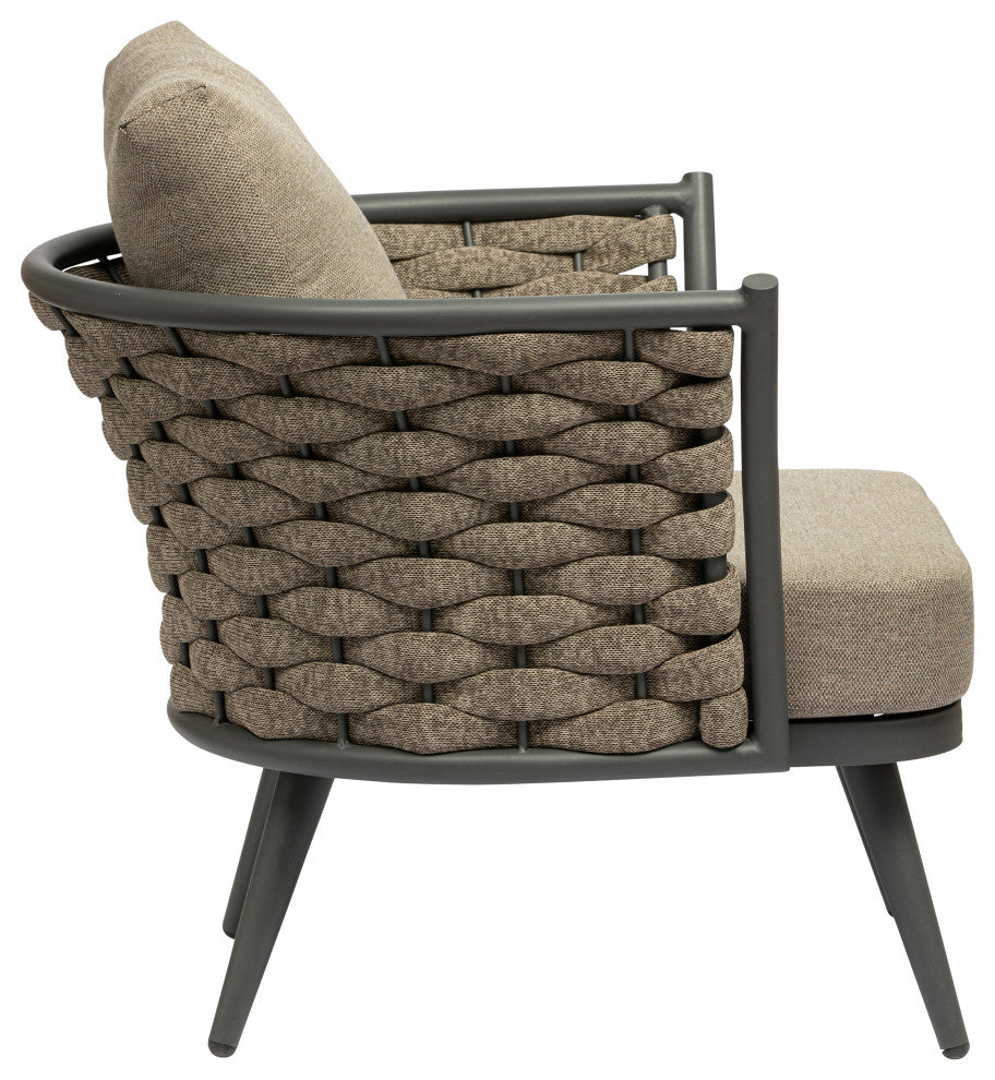 Solna Lounge Chair, Taupe Fabric With Gray Frame