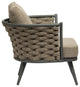 Solna Lounge Chair, Taupe Fabric With Gray Frame