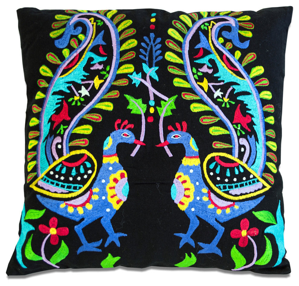 Peacock Pillow, Black