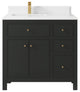 Sonoma 36" Left Offset Reeded Bath Vanity, Black Top 1.5" White Quartz