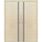 Solid French Double Doors 36 x 80 | Planum 0016 Natural Veneer with