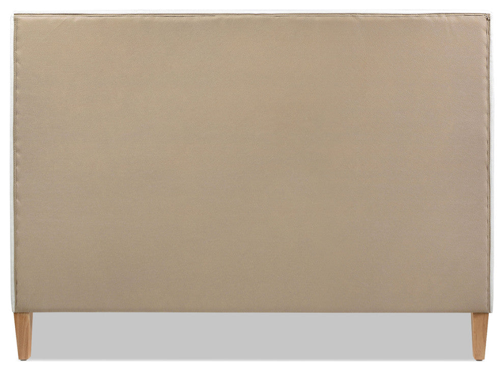 Haley Upholstered Cane-Back Platform Bed, Snow White Polyester, Queen