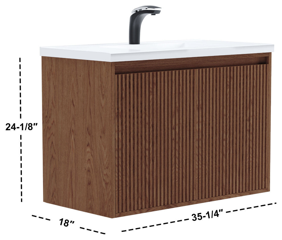 Flutie 36" Bathroom Vanity Set, Walnut