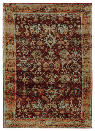 Adeline Distressed Bordered Red and  Gold Area Rug, 8'6"x11'7"