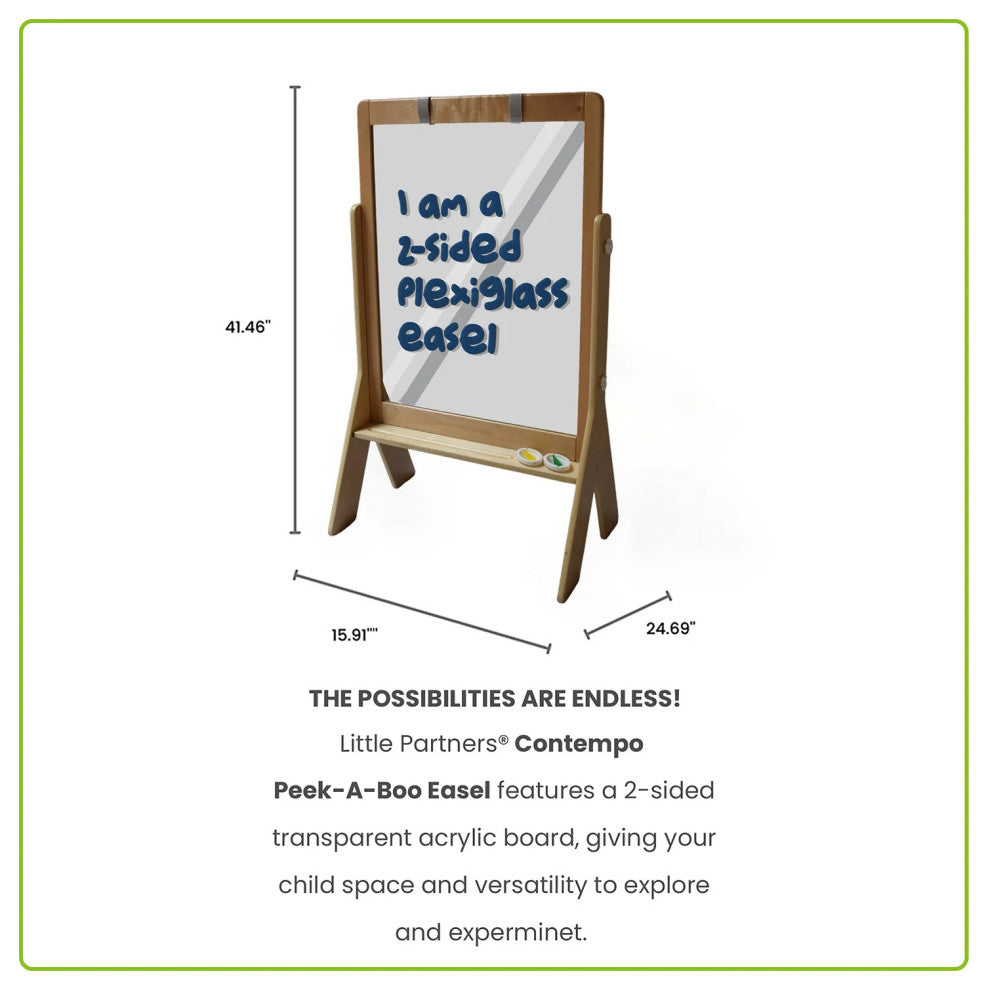 Little Partners Peek-A-Boo Adjustable Height Art Easel, Natural
