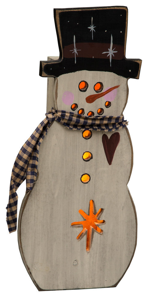 Farmhouse Luminary Snowman with Light Up Star