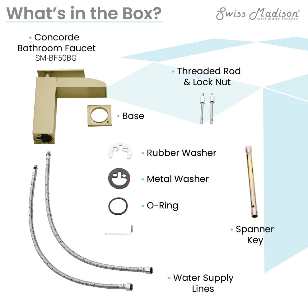 Concorde Single Hole, Waterfall Bathroom Faucet, Brushed Gold