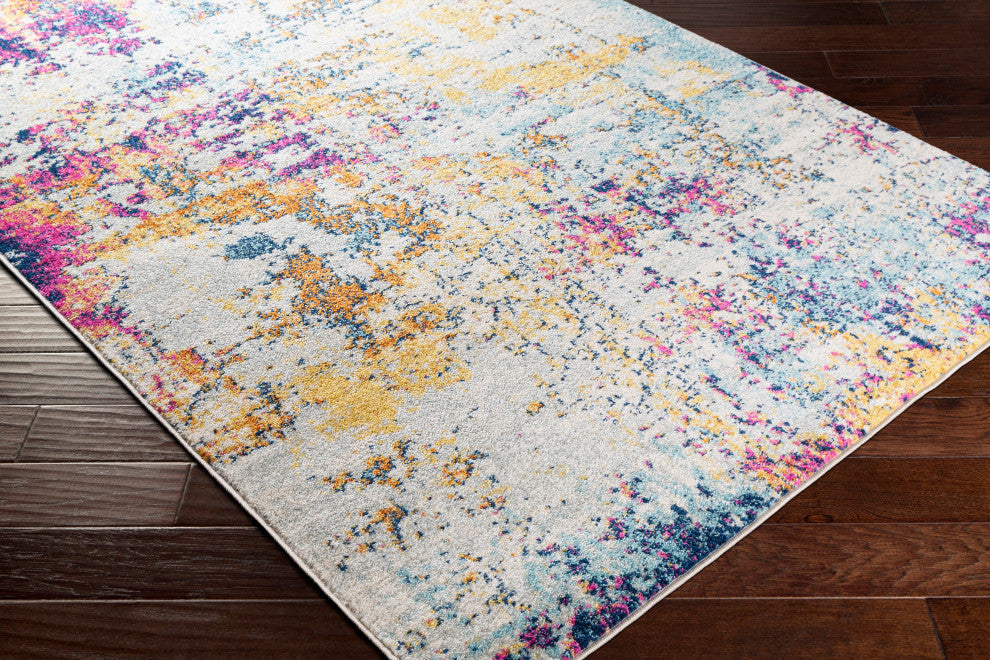 Surya Sunderland SUN-2320 7'10"x10'3" Rug, Yellow/Blue/Aqua/Burnt Orange/Pink