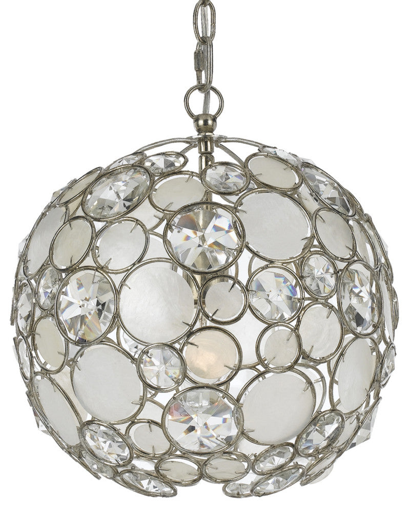 Crystorama Lighting Group 527 Palla 13"W Crystal Pendant - Antique Silver