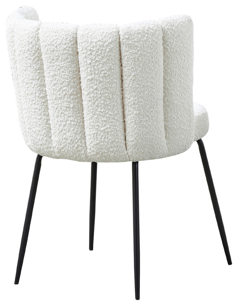 Nolan Contemporary Dining Chair, Set of 2, Ivory Boucle