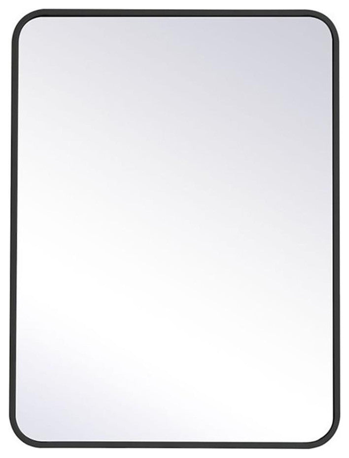 Elegant Decor Evermore 24x32" Soft Corner Metal Rectangular Mirror in Black