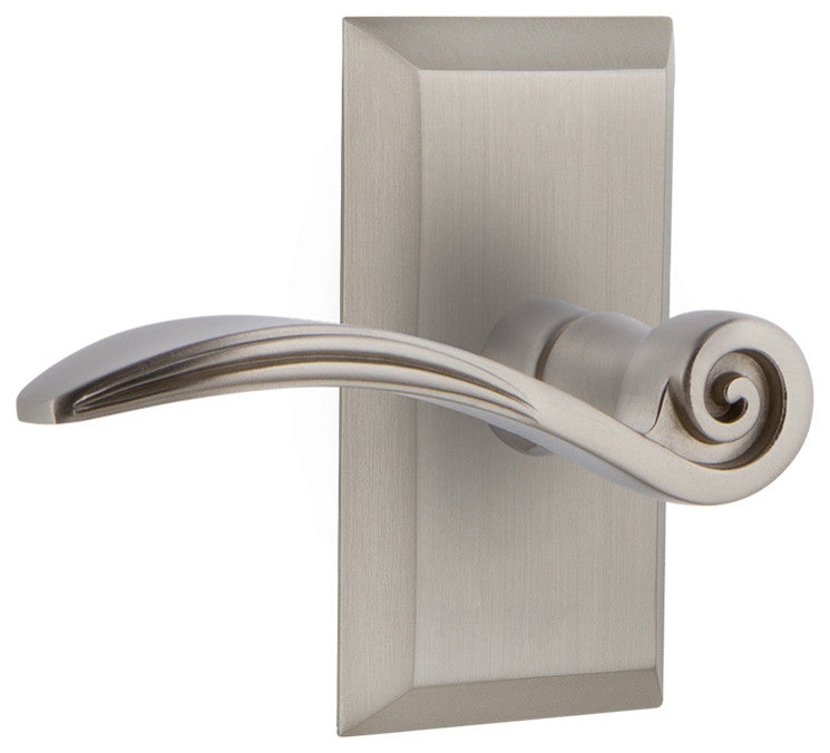 Studio Plate With Swan Lever, Satin Nickel, Privacy, Right-Handed