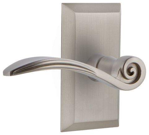 Studio Plate With Swan Lever, Satin Nickel, Privacy, Right-Handed