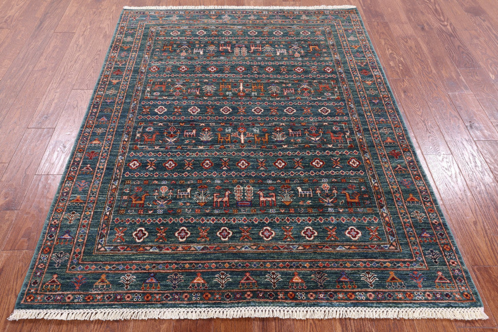 5' 0" X 6' 5" Tribal Persian Gabbeh Handmade Rug Q11303