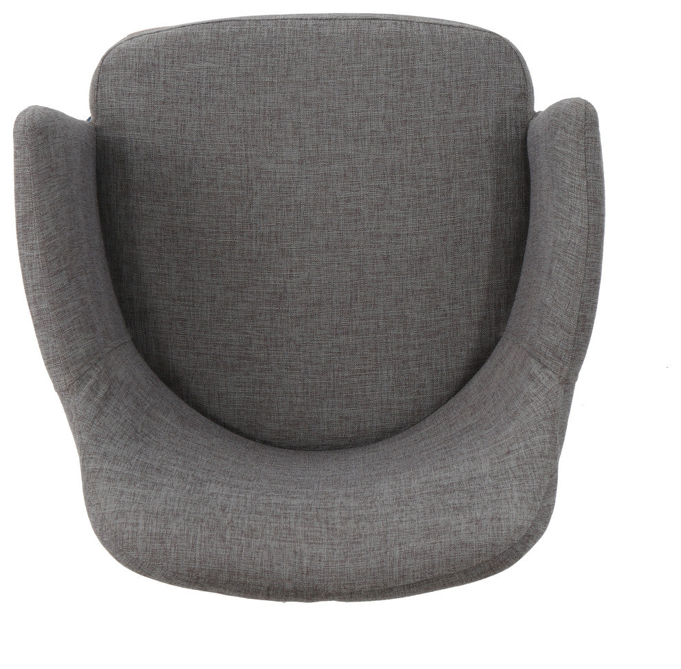GDF Studio Serra Mid Century Fabric Dining Chairs, Set of 2, Light Gray/Dark Brown