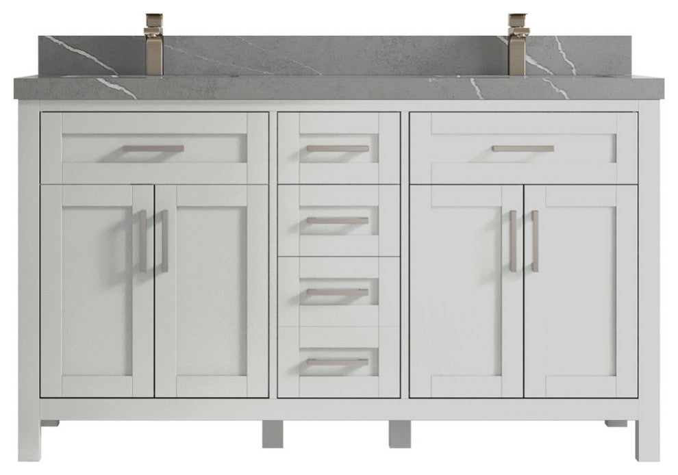 Cambridge 60 Double Bathroom Vanity in Coventry Gray 2" Piatra Gray