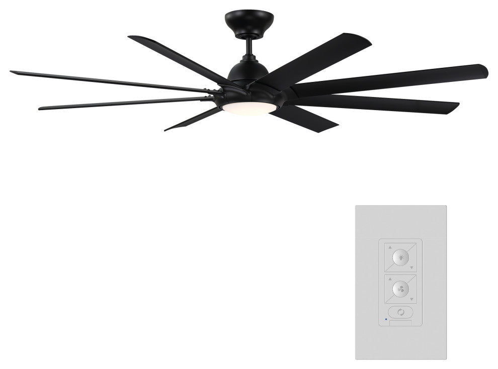 Hydra 80" Indoor/Outdoor 8-Blade Smart Ceiling Fan, Matte Black, 3500K Light Kit
